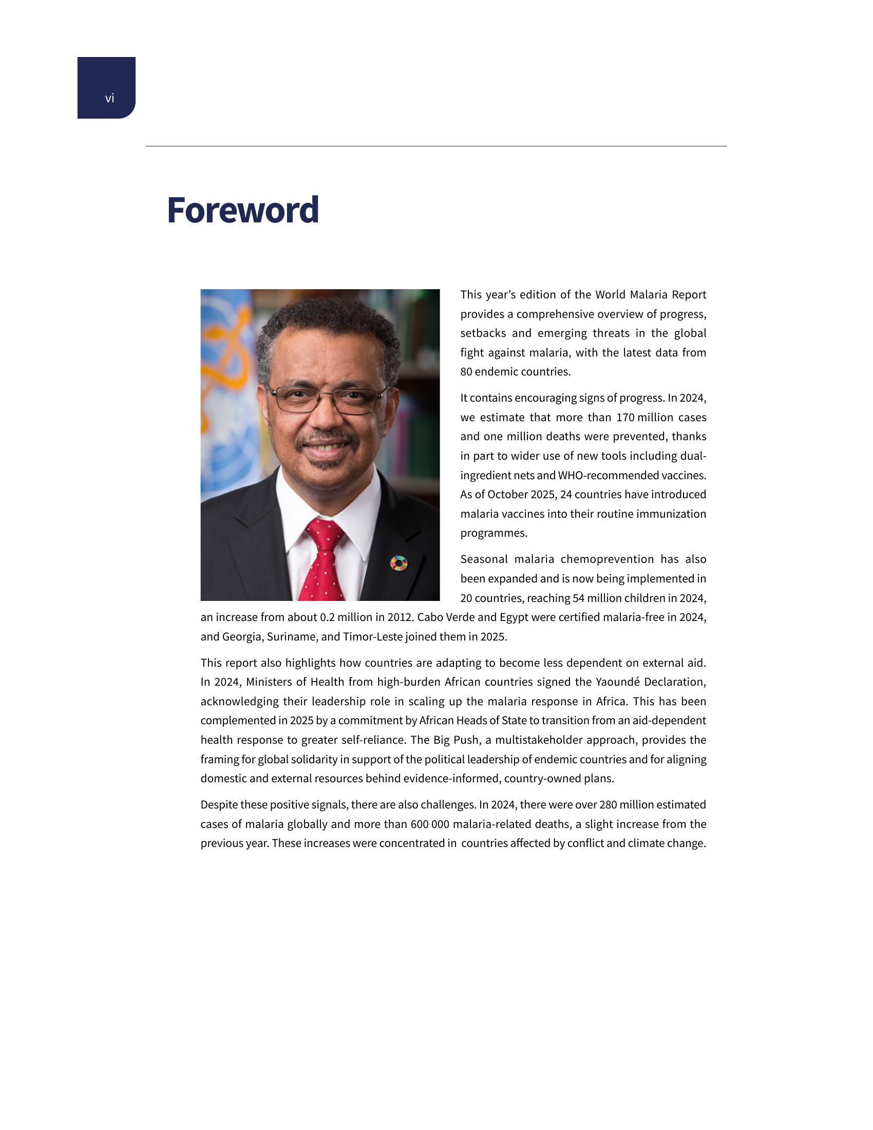 World Malaria Report 2025 Foreword, page 1