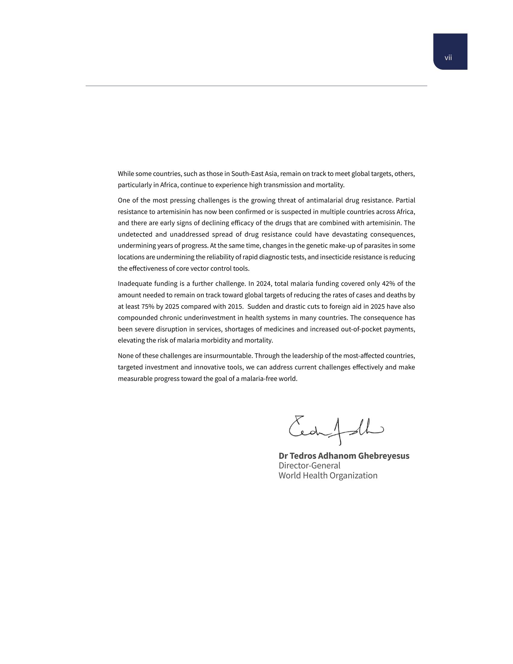 World Malaria Report 2025 Foreword, page 2