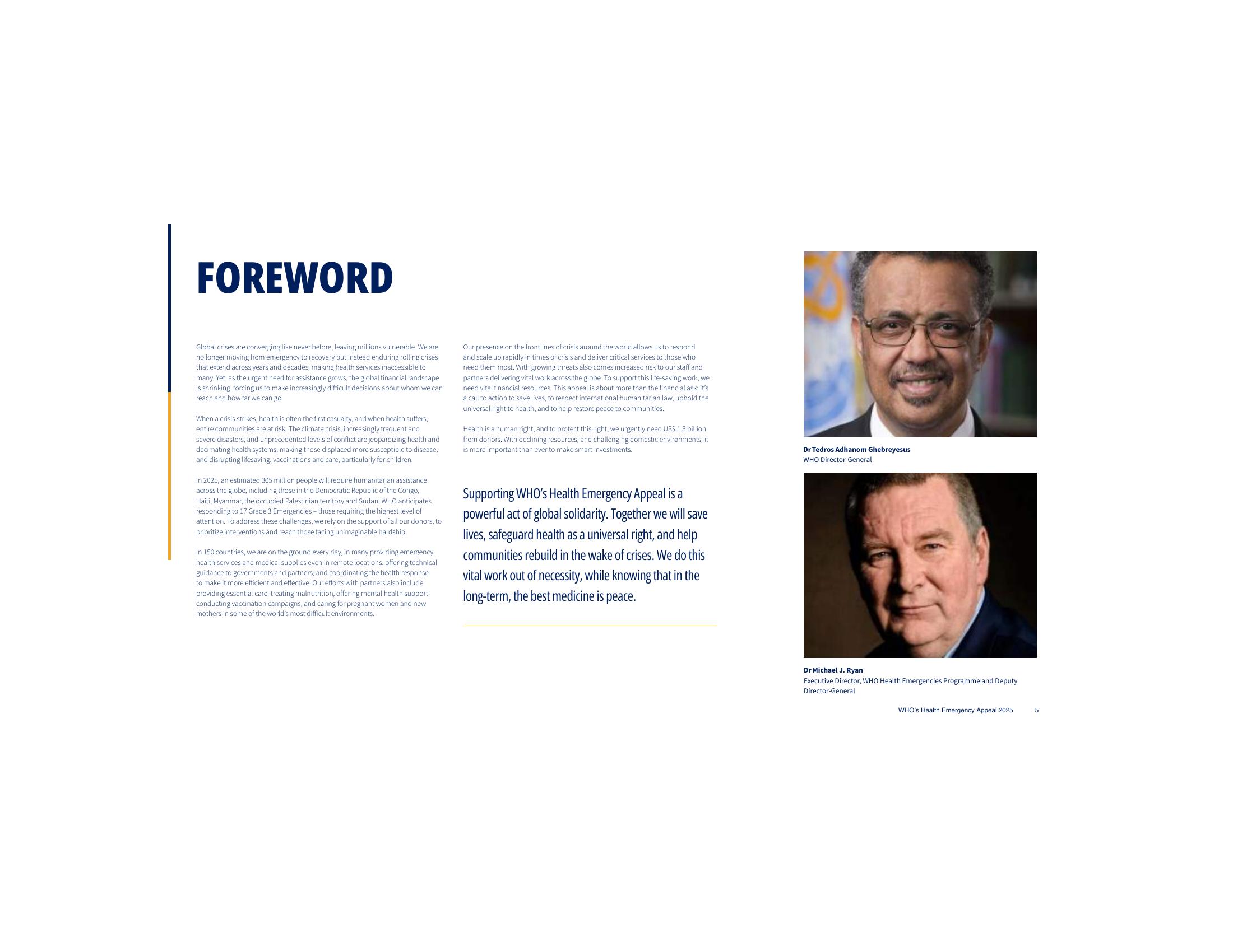 WHO Health Emergency Appeal 2025 Foreword